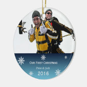 Erstes Verheiratetes Homosexuellenpaar Weihnachtss Keramik Ornament (Links)