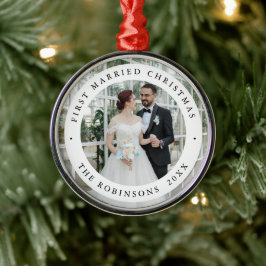 Erstes verheiratetes Weihnachtsfoto-Moderne Erinne Ornament Aus Metall