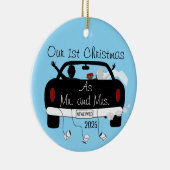 Erstes Verheiratetes Weihnachtspaar Keramik Ornament (Rechts)