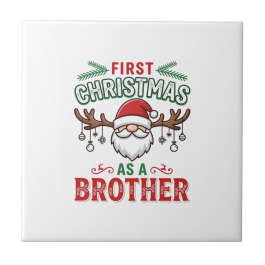 Erstes Weihnachten als Bruder Santa Gnome Fliese (Vorderseite)