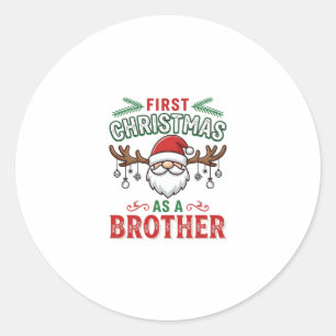 Erstes Weihnachten als Bruder Santa Gnome Runder Aufkleber