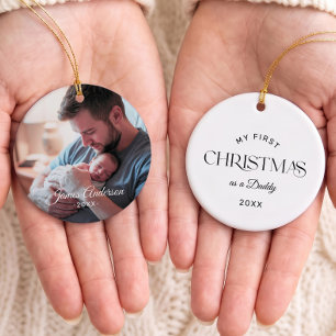 Erstes Weihnachten als Daddy Einzelbild Name Keramik Ornament