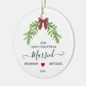 Erstes Weihnachten als Ehepaar Mistelzweig Urlaub Keramik Ornament (Links)