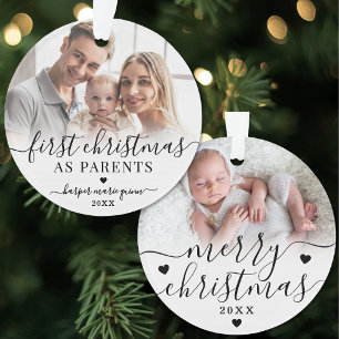Erstes Weihnachten als Eltern Baby 2 Foto Ornament