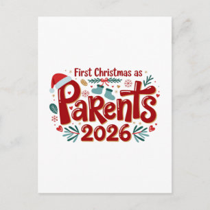 Erstes Weihnachten als Eltern Familie Feiertag Xma Postkarte