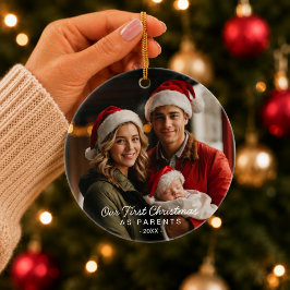 Erstes Weihnachten als Eltern für neue Mutter und Keramik Ornament