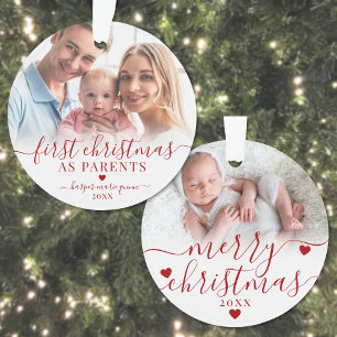 Erstes Weihnachten als Eltern Neues Baby Foto Ornament