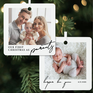 Erstes Weihnachten als Eltern neues Baby-Foto Ornament Aus Metall