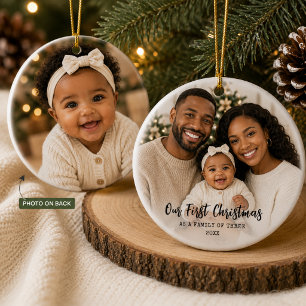 Erstes Weihnachten als Familie Personalisiertes Fo Keramik Ornament
