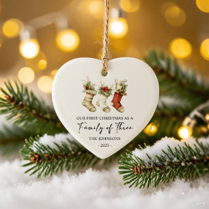 Erstes Weihnachten als Familie zu Dritt Keramik Ornament