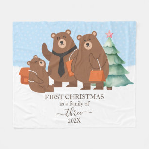 Erstes Weihnachten als Familie zu Dritt mit Bär Fleecedecke