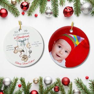 Erstes Weihnachten als Großeltern Baby-Statistiken Keramik Ornament