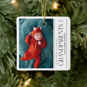 Erstes Weihnachten als Großeltern Daddy Foto Keramikornament