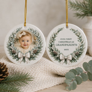 Erstes Weihnachten als Großeltern Foto Keramik Ornament