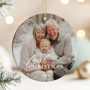 Erstes Weihnachten als Großeltern Foto Keramik Ornament