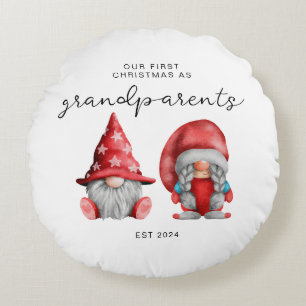 Erstes Weihnachten als Großeltern Weihnachtsfamili Rundes Kissen