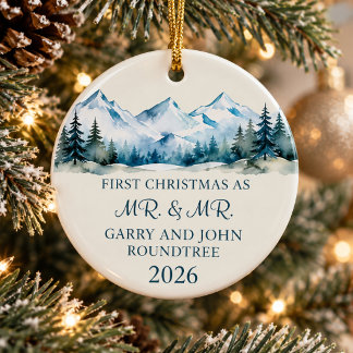 Erstes Weihnachten als Herr & Herr Personalisierte Keramik Ornament