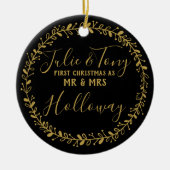 erstes Weihnachten als Herr u. Frau Baum Keramik Ornament (Vorne)