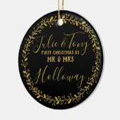 erstes Weihnachten als Herr u. Frau Baum Keramik Ornament (Links)