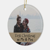 Erstes Weihnachten als Herr u. Frau Couple Foto Keramikornament (Links)