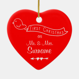 Erstes Weihnachten als Herr u. Frau Personalized Keramikornament