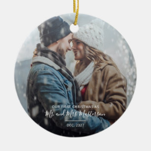 Erstes Weihnachten als Herr und Frau Christmas-Fot Keramik Ornament