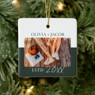 Erstes Weihnachten als Herr und Frau Foto-Farbbblo Keramikornament