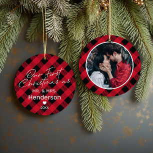 Erstes Weihnachten als Herr und Frau Foto Keramik Ornament