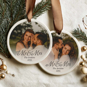 Erstes Weihnachten als Herr und Frau Foto-Ornament Keramik Ornament