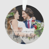 Erstes Weihnachten als Herr und Frau Name 2 Fotos Ornament (Vorderseite)