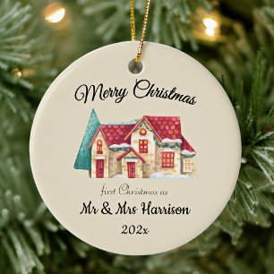 Erstes Weihnachten als Herr und Frau Neuvermählte Keramik Ornament