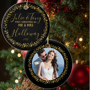 Erstes Weihnachten als Herr und Frau Ornament Schw
