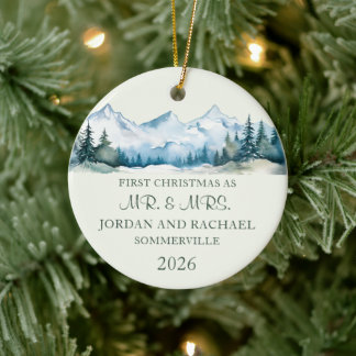 Erstes Weihnachten als Herr und Frau Personalisier Keramik Ornament