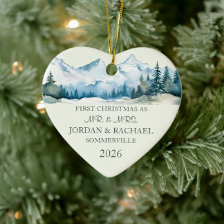 Erstes Weihnachten als Herr und Frau Personalisier Keramik Ornament
