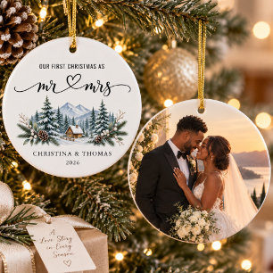 Erstes Weihnachten als Herr und Frau Personalisier Keramik Ornament