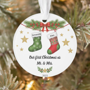 Erstes Weihnachten als Herr und Frau. Verheiratet Ornament
