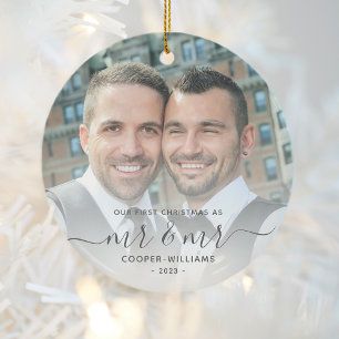 Erstes Weihnachten als Herr und Herr LGBTQ-Andenke Keramik Ornament