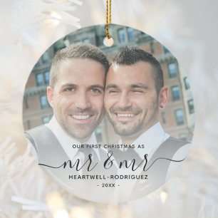 Erstes Weihnachten als Herr und Herr LGBTQ-Andenke Keramik Ornament