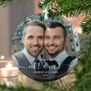 Erstes Weihnachten als Herr und Herr LGBTQ Erinner Ornament Aus Glas