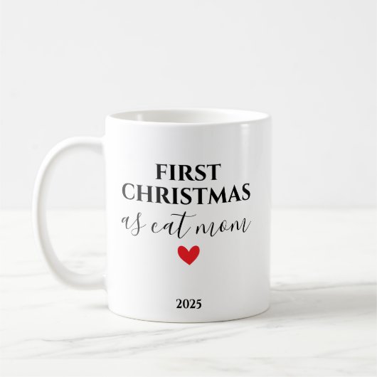 Erstes Weihnachten als Katzenmutter Personalisiert Kaffeetasse (Links)