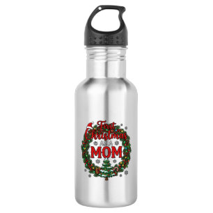 Erstes Weihnachten als Mama Kiefern-Kranz Baum Edelstahlflasche