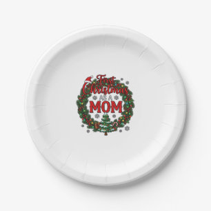 Erstes Weihnachten als Mama Kiefern-Kranz Baum Pappteller
