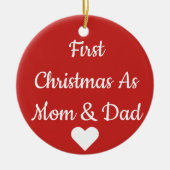 Erstes Weihnachten als Mama-und Vater-Verzierung Keramik Ornament (Vorne)