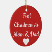 Erstes Weihnachten als Mama-und Vater-Verzierung Keramik Ornament (Rechts)