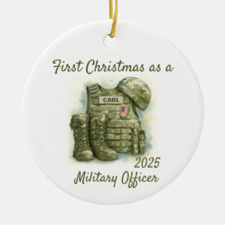 Erstes Weihnachten als Militär-Offizier Keramik Ornament
