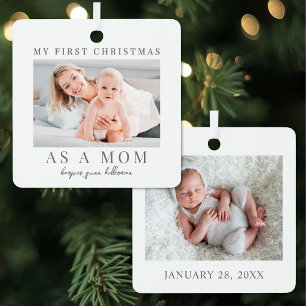 Erstes Weihnachten als Mutter Baby-Foto Ornament Aus Metall