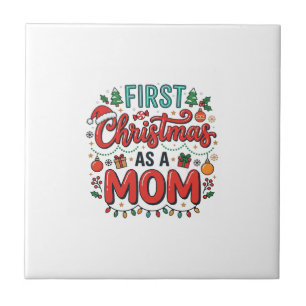 Erstes Weihnachten als Mutter Feiertagsdesign Fliese