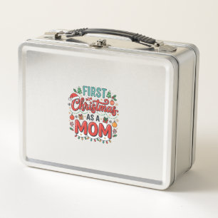 Erstes Weihnachten als Mutter-Feiertagsdesign Metall Brotdose