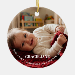 Erstes Weihnachten als neue Eltern Baby-Foto  Keramik Ornament