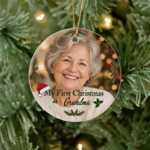 Erstes Weihnachten als Oma Baby-Foto-Andenken Keramik Ornament